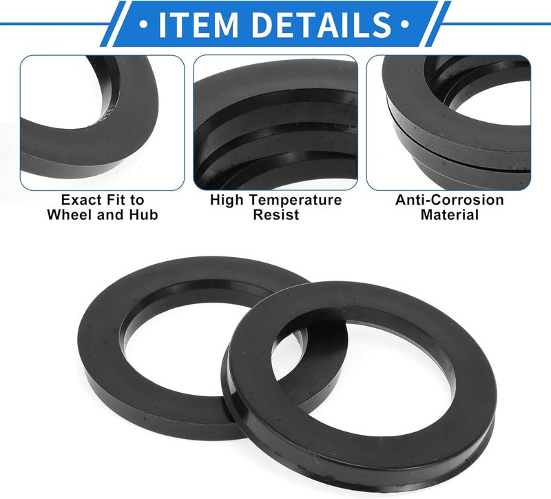 VekAuto 93.1mm to 63.4mm Car Wheel Hub Centric Rings Black Polycarbonate Wheels Center Shaft Shock Absorbing Hubrings 4 Pcs - Image 5